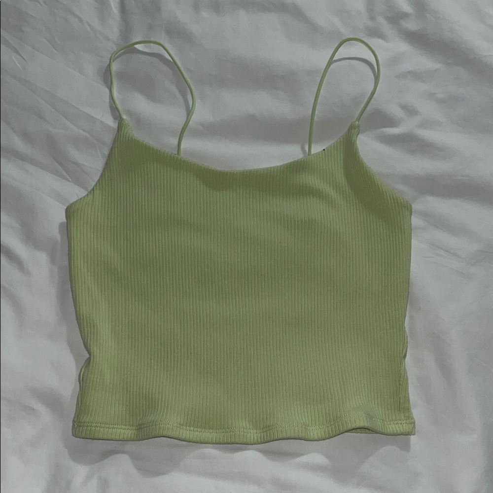 Green Ribbed Women's Top